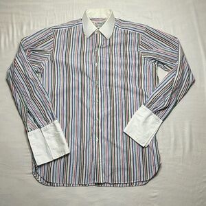 Turnbull & Asser Shirt Mens 15.5 39 Striped White Collar French Cuff